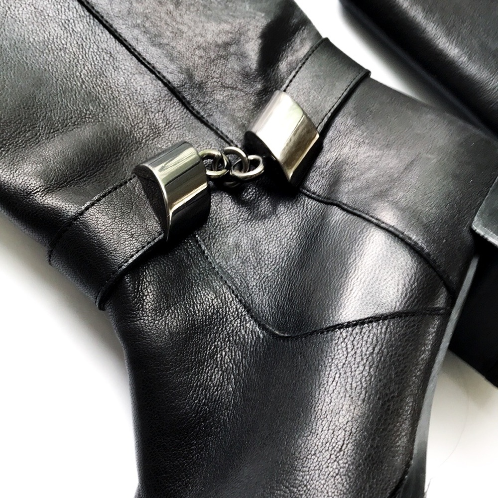 Stuart Weitzman NAPPA Leather SKIPAROUND Mid-Calf Moto Boots RARE